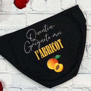 Culotte Noire " Grignote moi l'abricot"– Lingerie Sexy Personnalisée pour Saint-Valentin - cadeau couple sexy