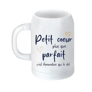 Chope de Bière Personnalisée 500 ml "Petit Cœur Plus Que Parfait" – Cadeau Unique avec Phrase  – Idée Cadeau Originale