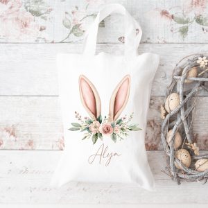 Petit Tot Bag Enfant Personnalisé - Lapin avec Prénom - Cadeau Pratique et Mignon pour Pâques