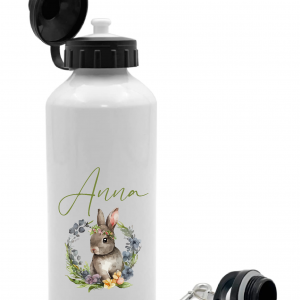 Gourde Sport en Aluminium 500 ml Personnalisée - Lapin avec Prénom - Cadeau Idéal et Durable pour Pâques