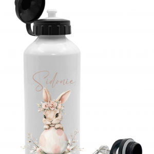 Gourde Sport en Aluminium 500 ml Personnalisée - Lapin avec Prénom - Cadeau Idéal et Durable pour Pâques