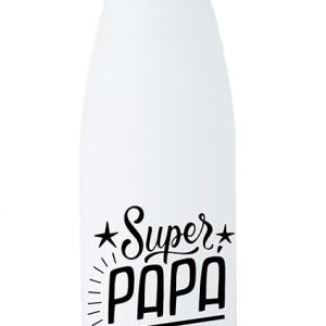 Gourde Isotherme 750ml "Super Papa de [Prénom(s)]" – Bouteille Inox Personnalisée – Cadeau Fête des Pères Original – Gourde Chaud/Froid Papa