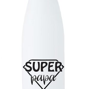 Gourde Isotherme 750ml "Super Papa" Personnalisée avec Prénom(s) des Enfants – Cadeau Fête des Pères Original – Bouteille Inox Chaud/Froid