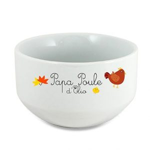 Bol Céramique 600ml "Papa Poule de [Prénom(s)]" – Bol Petit-Déjeuner Personnalisé – Cadeau Fête des Pères Original – Design Poules Rigolotes – Vaisselle Émotion