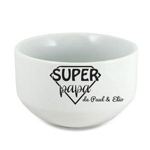 Bol Céramique 600ml "Super Papa de [Prénom(s)]" – Bol Petit-Déjeuner ou Soupe – Cadeau Fête des Pères Original – Bol Personnalisé Papa – Vaisselle Émotion