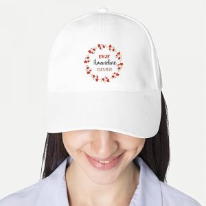 Casquette EVJF Personnalisée – Couronne de Fleurs Rouges – Texte au Choix + Date – Accessoire Mariée ou Team Enterrement Vie Jeune Fille