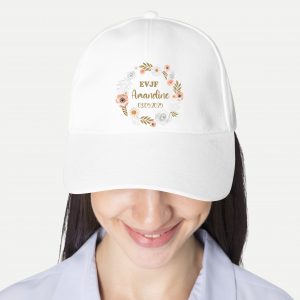 Casquette EVJF personnalisée – Couronne florale beige et blanche | Team de la mariée | Accessoire EVJF élégant