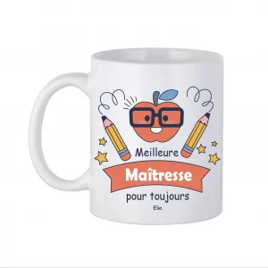 Mug "Meilleure Maîtresse pour toujours" – Cadeau personnalisé pour la maîtresse – Mug personnalisé avec prénom – Idée cadeau de fin d'année