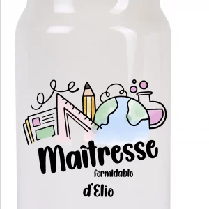 Pot à cookies Maîtresse Formidable – Cadeau fin d’année scolaire personnalisé avec prénom – Bocal 650 ml avec couvercle bambou