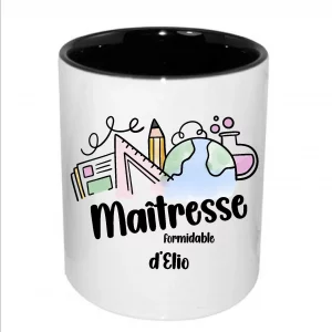 Pot à crayons Maîtresse Formidable – Cadeau fin d’année scolaire personnalisé avec prénom – Accessoire bureau maîtresse