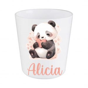 Gobelet personnalisé panda cœur – Tasse enfant prénom 230 ml sans BPA incassable – Crèche, école, cadeau rentrée fille