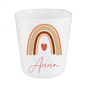 Gobelet personnalisé arc-en-ciel terracotta – Tasse prénom enfant 230 ml sans BPA incassable – Rentrée scolaire, école ou crèche