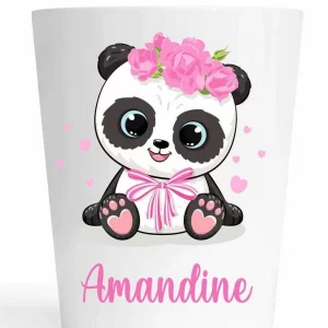 Gobelet personnalisé panda fille – Tasse prénom enfant 230 ml incassable sans BPA – Cadeau crèche ou école – Rentrée scolaire