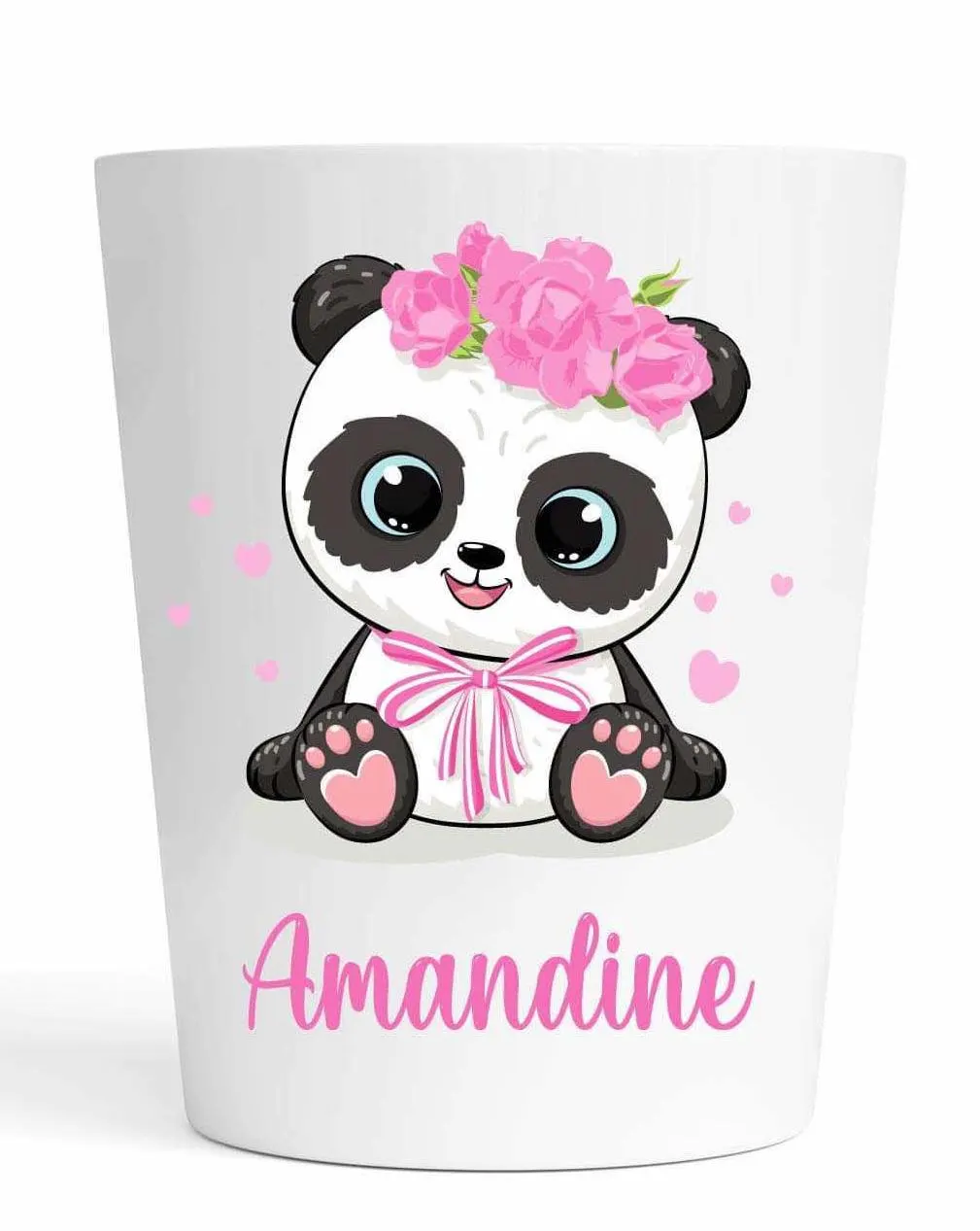 Gobelet personnalisé panda fille – Tasse prénom enfant 230 ml incassable sans BPA – Cadeau crèche ou école – Rentrée scolaire