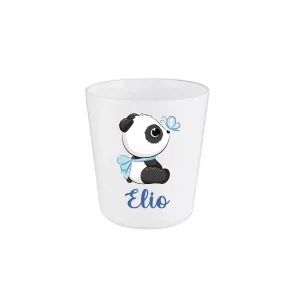 Gobelet enfant personnalisé rentrée scolaire – Panda papillon bleu – Prénom au choix – Gobelet incassable 260 ml – Bébé Panda