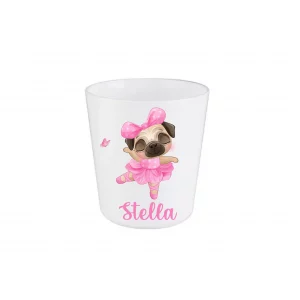 Gobelet enfant personnalisé rentrée scolaire – Chien mignon avec fleurs – Prénom au choix – Gobelet incassable 260 ml – Bébé Panda