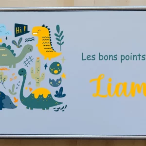 Boîte à bons points dinosaures personnalisée prénom – Boîte métal 10x6 cm – Cadeau école maternelle garçon – Thème préhistoire