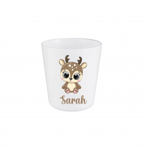 Gobelet prénom faon assis – Gobelet personnalisé enfant incassable 260 ml – Vaisselle crèche ou école – Bébé Panda