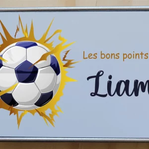 Boîte à bons points foot personnalisée prénom – Ballon de football – Boîte métal 10x6 cm – Cadeau école garçon sportif