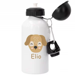Gourde enfant personnalisée 500 ml – Motif chien – Prénom au choix – Bouchon sport