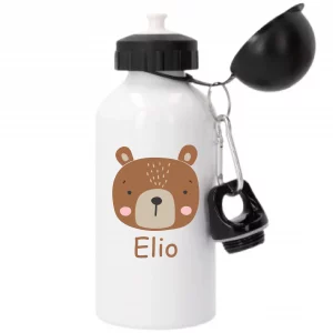 Gourde enfant personnalisée ours brun - Gourde 500 ml avec prénom - Gourde école maternelle - Gourde incassable bouchon sport