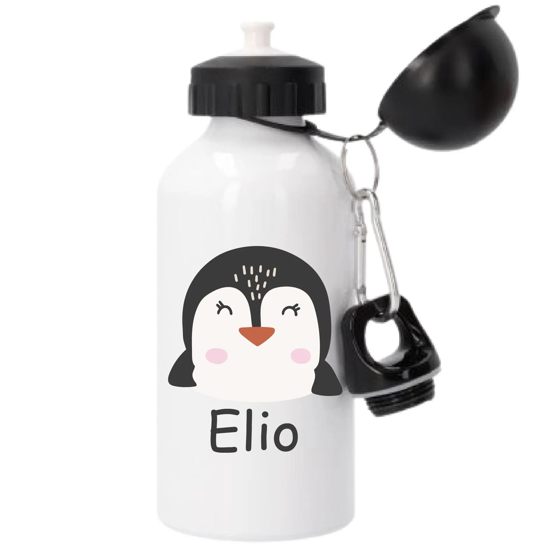 Gourde enfant personnalisée pingouin – 500 ml bouchon sport – Prénom au choix