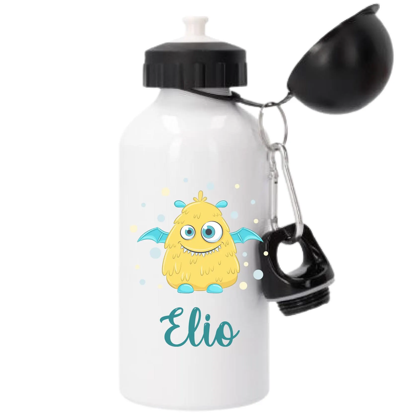 Gourde enfant personnalisée – Monstre jaune rigolo – Gourde sport 500 ml avec prénom – École maternelle