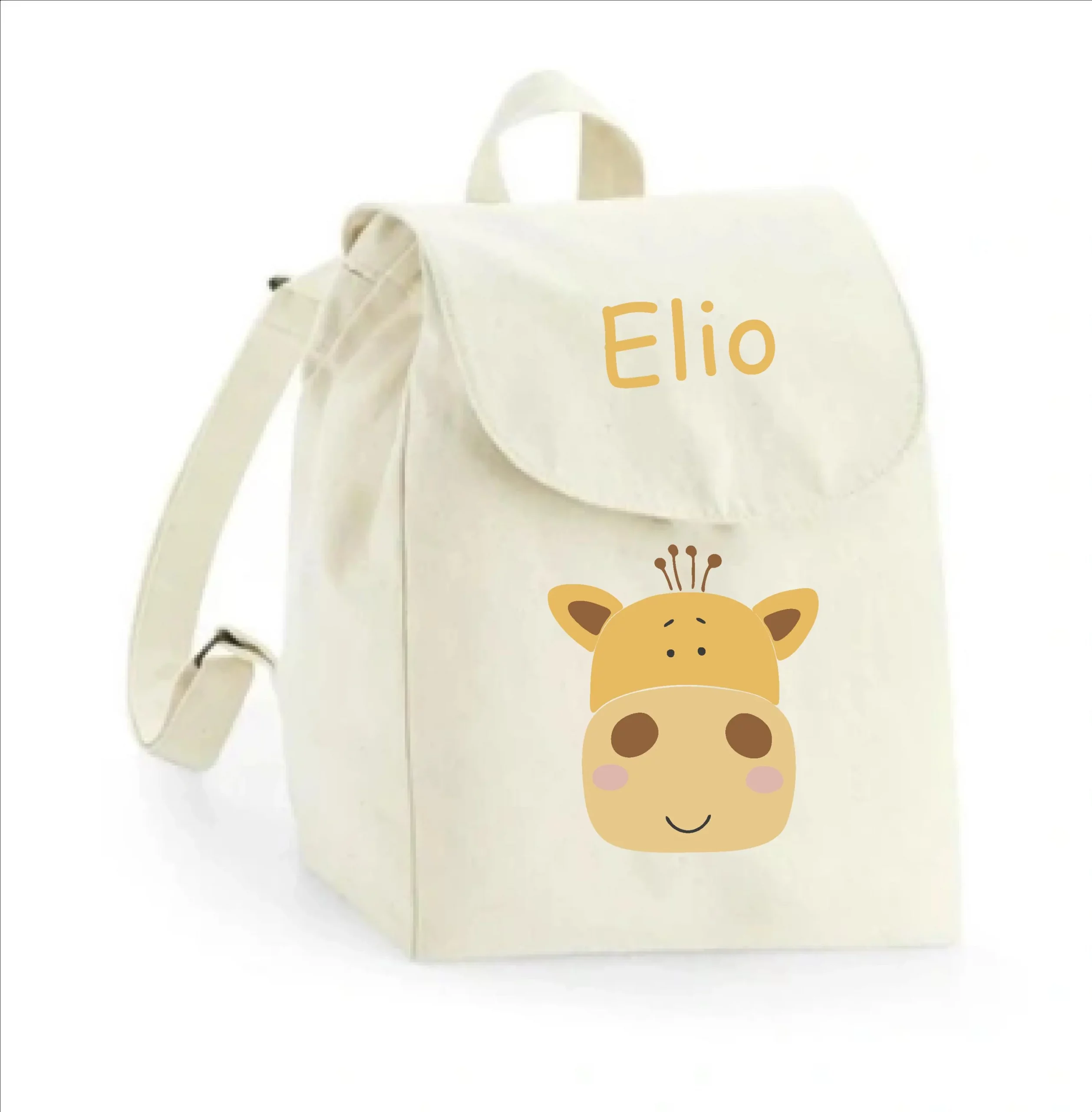 Sac à dos maternelle personnalisé prénom - Girafe mignonne - Sac crèche 100% coton bio - Rentrée enfant - Cadeau fille ou garçon