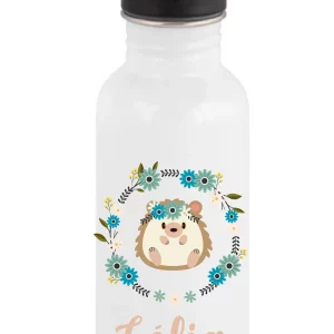 Gourde enfant personnalisée – Hérisson fleuri – Prénom au choix – Gourde 600 ml bouchon paille – Bébé Panda