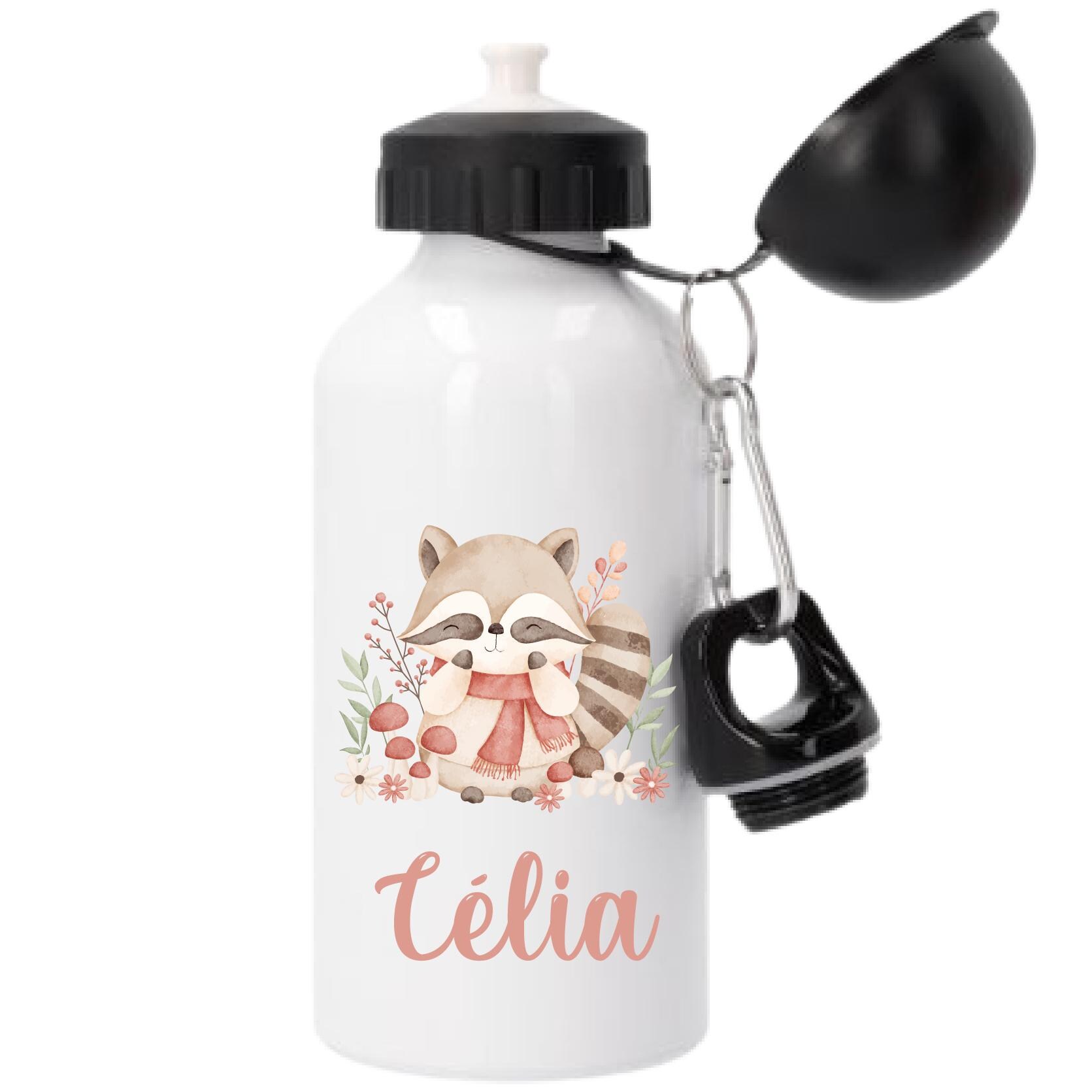 Gourde sport personnalisée – Raton laveur automne – Prénom au choix – Gourde enfant 500 ml – Bébé Panda