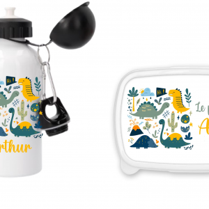 Gourde Sport 500 ml + Boîte à Goûter Bleu – Prénom Personnalisé – Rentrée Scolaire  – Lave-vaisselle