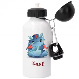 Gourde Sport 500 ml Personnalisable avec Motif Dragon Bleu et Rouge – Idéal Rentrée Scolaire