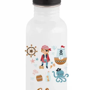 Gourde paille 600 ml personnalisée pirate – Prénom enfant – Indispensable rentrée scolaire