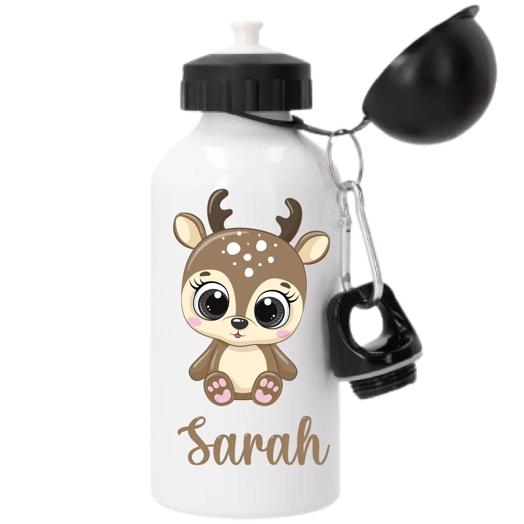 Gourde sport 500 ml personnalisée petit faon – Prénom enfant – Idéale pour la rentrée scolaire