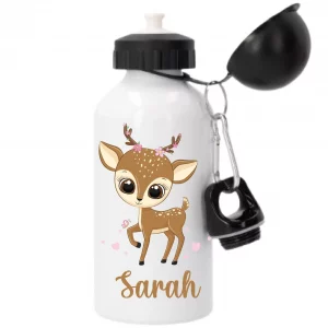 Gourde sport 500 ml personnalisée faon – Prénom enfant – Parfaite pour la rentrée scolaire