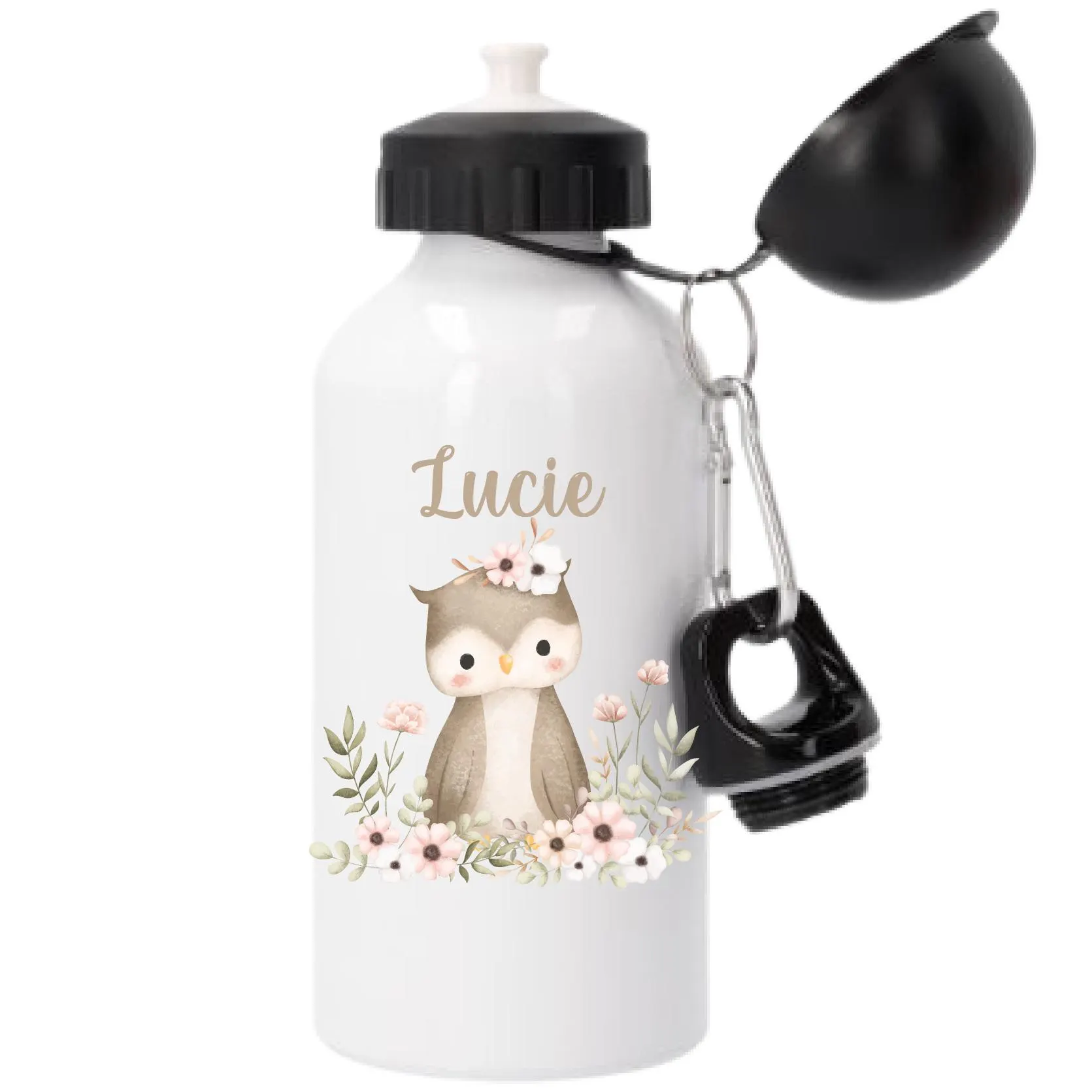 Gourde sport 500 ml personnalisée motif chouette – Prénom enfant – Parfaite rentrée scolaire