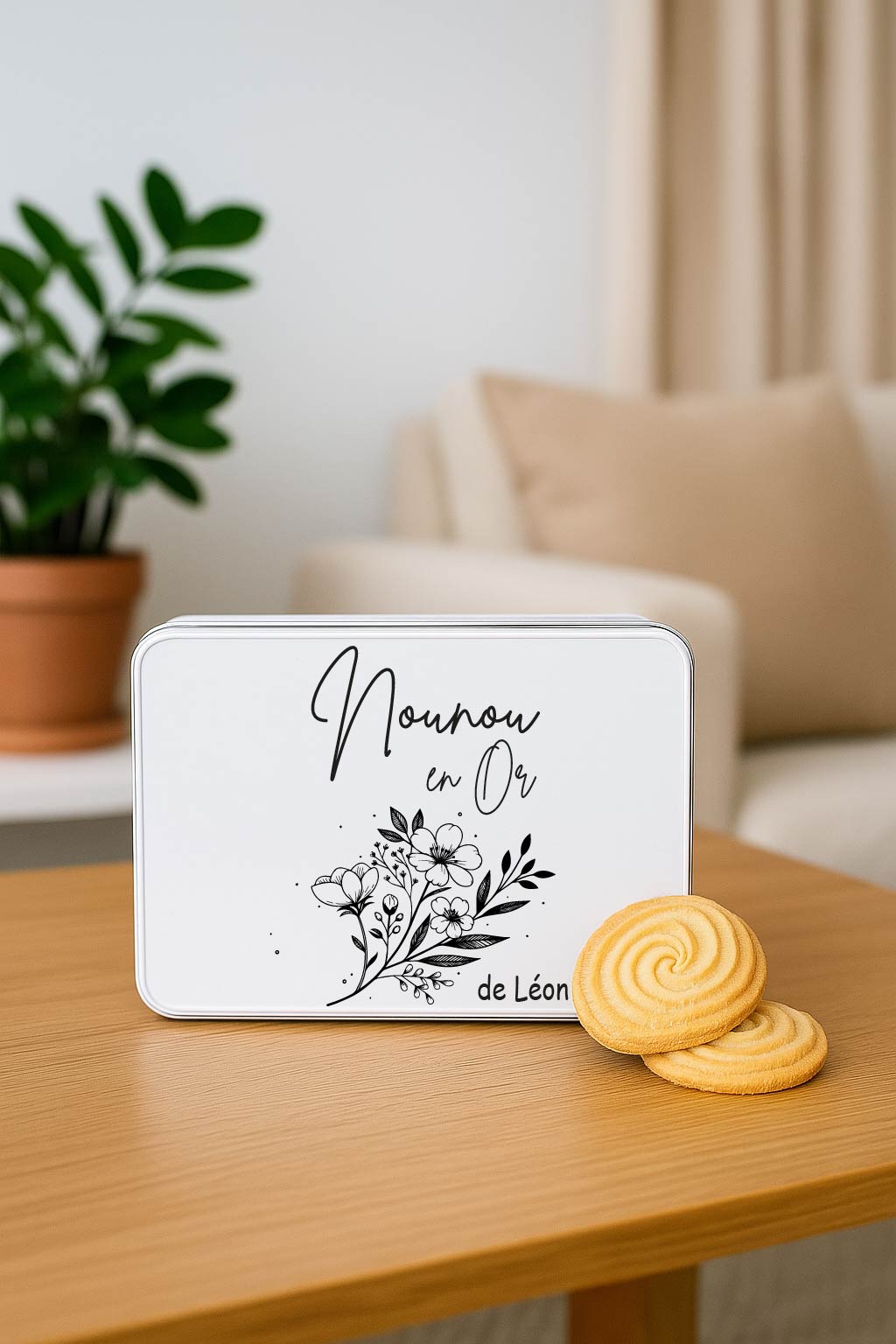 Boîte à biscuits personnalisée "Nounou en Or" – Cadeau nounou original – Boîte métal avec prénom de l’enfant – Idée cadeau fête des nounous ou Noël – Image 4