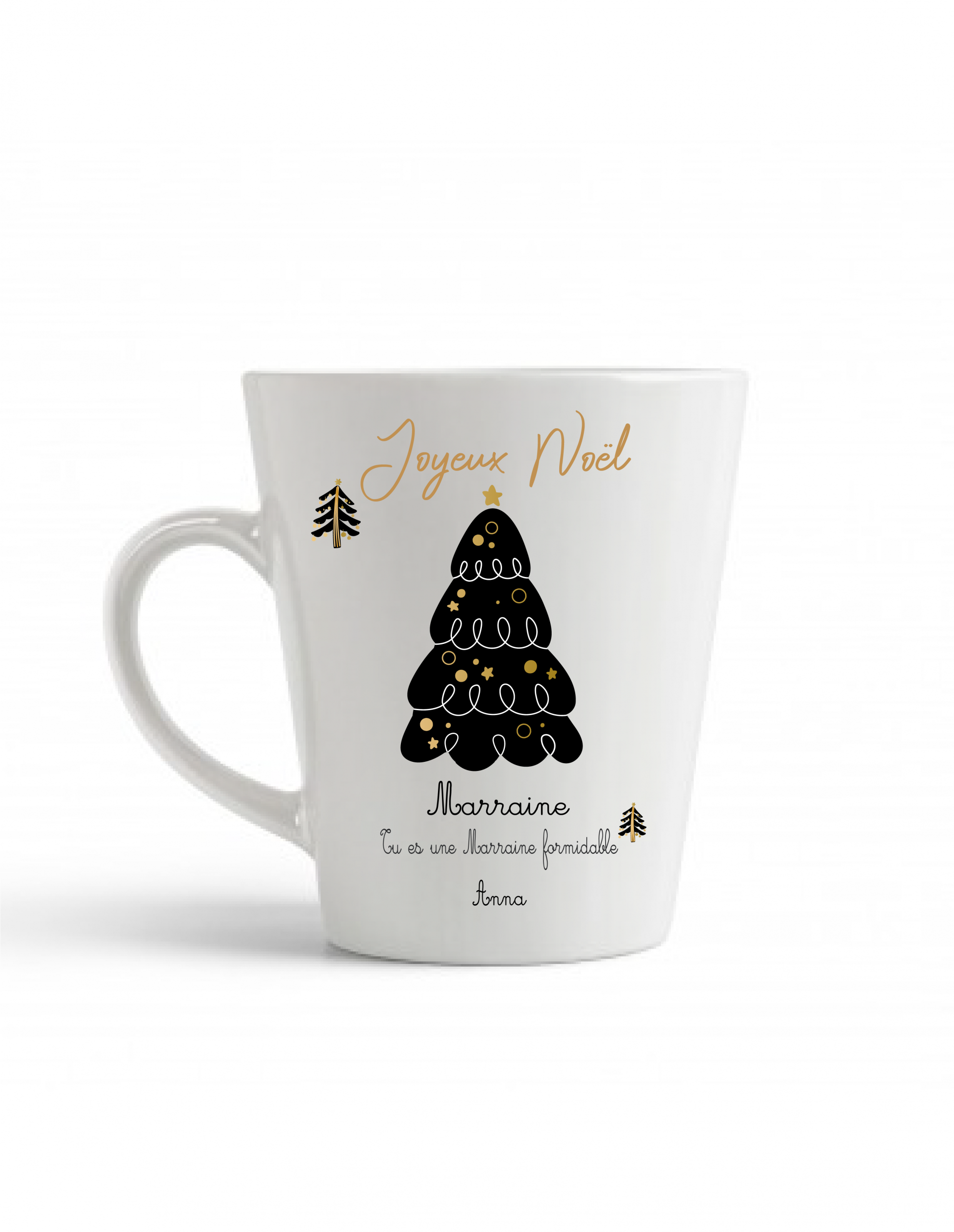 Mug Noël personnalisé — Texte 100% modifiable (marraine, mamie, tata, parrain, prénom…) — Cadeau de Noël — Idée cadeau personnalisée