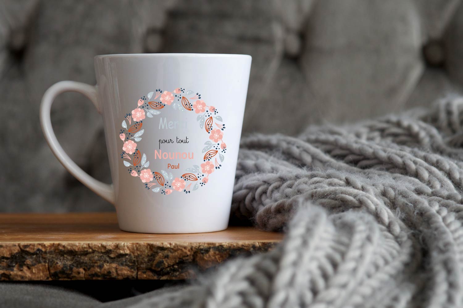 Mug conique “Merci pour tout Nounou” personnalisé – Cadeau nounou fin d’année ou Noël – Design pastel Bébé Panda – Image 5