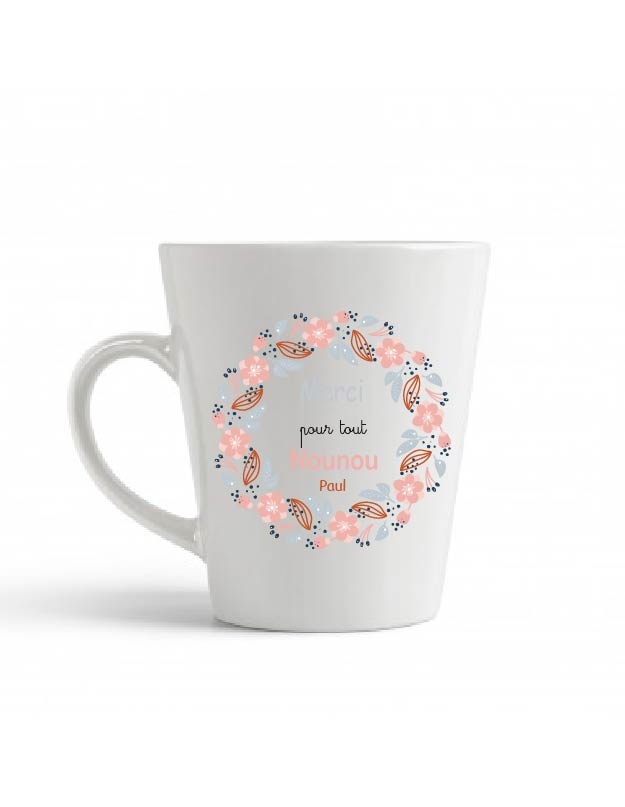 Mug conique “Merci pour tout Nounou” personnalisé – Cadeau nounou fin d’année ou Noël – Design pastel Bébé Panda – Image 4
