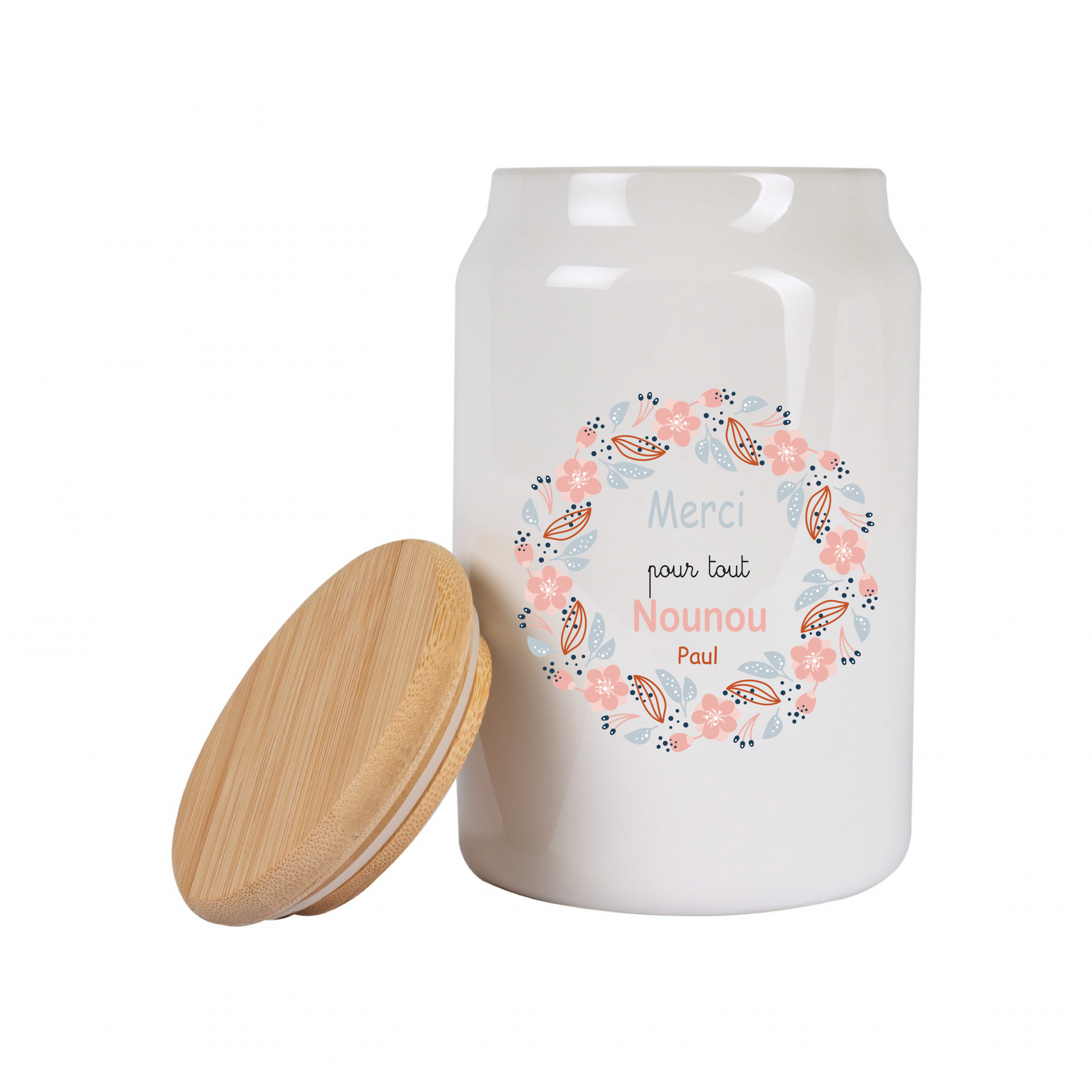 Pot à cookies personnalisable 500 ml “Merci pour tout Nounou” – Cadeau nounou – Cadeau fête des nounous ou Noël – Pot à biscuits céramique – Image 6