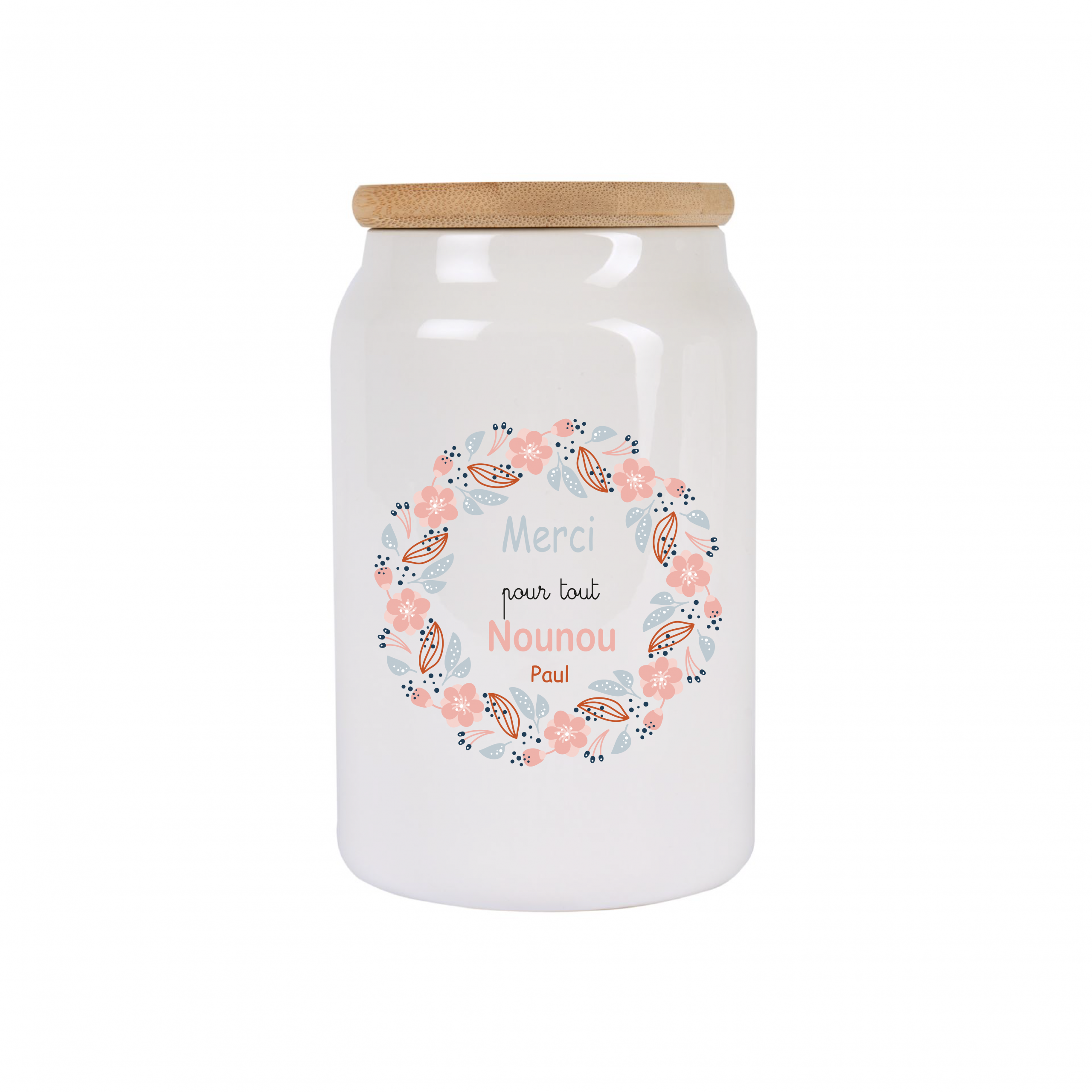 Pot à cookies personnalisable 500 ml “Merci pour tout Nounou” – Cadeau nounou – Cadeau fête des nounous ou Noël – Pot à biscuits céramique – Image 5