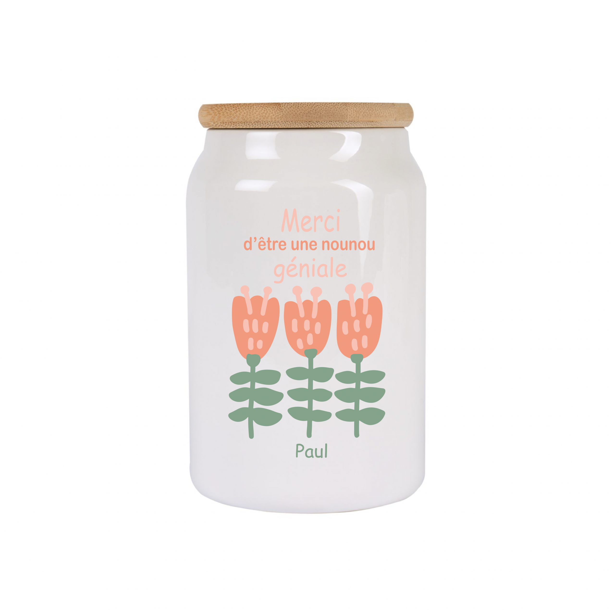 Pot à cookies personnalisable 500 ml “Merci d’être une nounou géniale” – Cadeau nounou – Cadeau fête des nounous ou Noël – Pot à biscuits céramique – Image 5