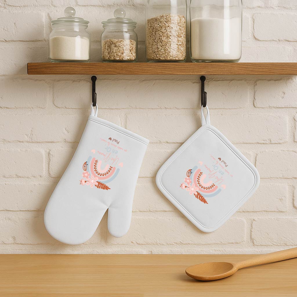 Set gant et manique personnalisés – Une nounou en or – Cadeau de fin d’année, Noël ou fête des nounous – Cadeau personnalisé avec prénom – Image 3