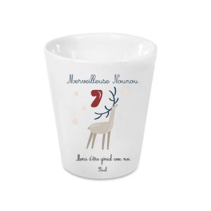 Pot de Noël personnalisable – Design renne – Texte au choix (surnom, message, prénom) – Petit pot 10 cm avec trou de drainage – Cadeau Noël
