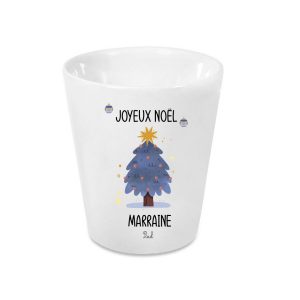 Pot de Noël personnalisable – Surnom (Marraine, Mamie, Nounou…) + prénom – Petit pot 10 cm avec trou de drainage – Cadeau Noël personnalisé