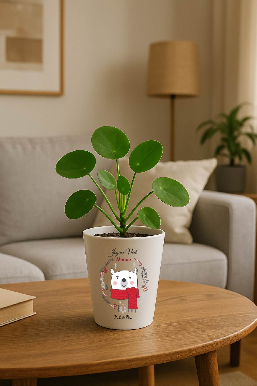 Pot Noël personnalisable ours – Surnom + prénom au choix – Petit pot 10 cm avec trou de drainage – Cadeau Mamie / Marraine / Nounou – Image 4