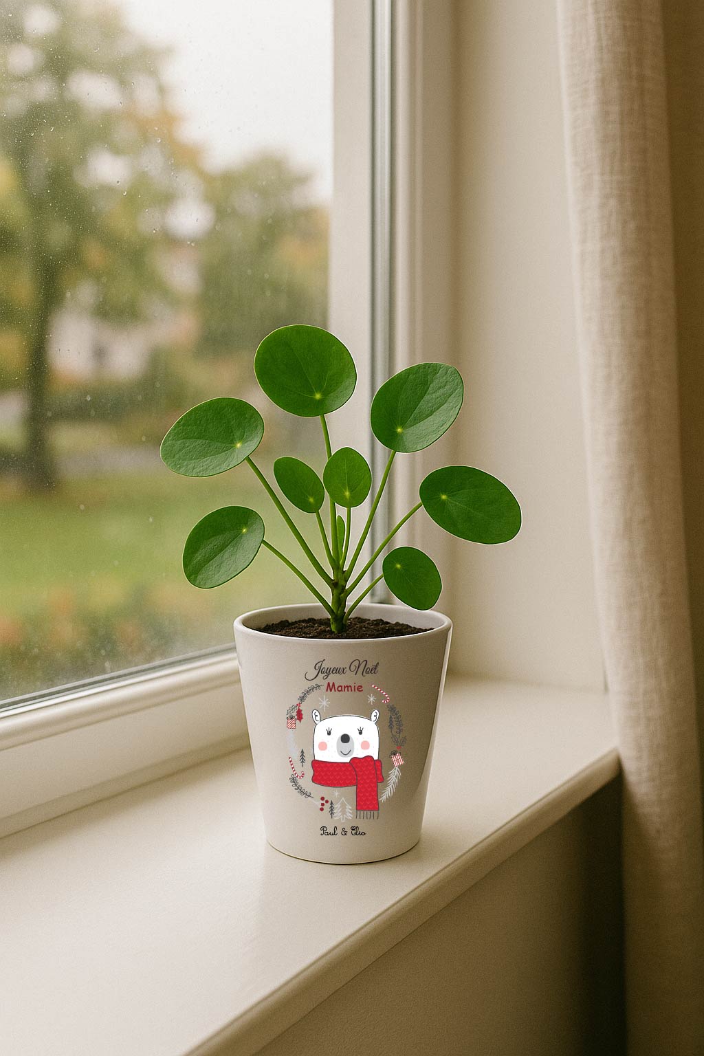 Pot Noël personnalisable ours – Surnom + prénom au choix – Petit pot 10 cm avec trou de drainage – Cadeau Mamie / Marraine / Nounou – Image 3