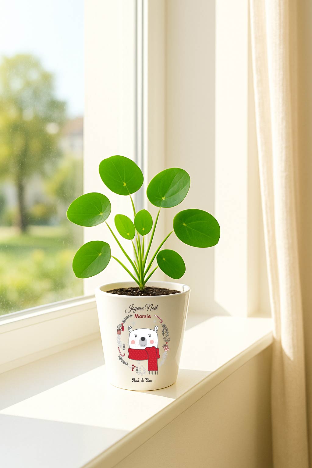 Pot Noël personnalisable ours – Surnom + prénom au choix – Petit pot 10 cm avec trou de drainage – Cadeau Mamie / Marraine / Nounou – Image 2