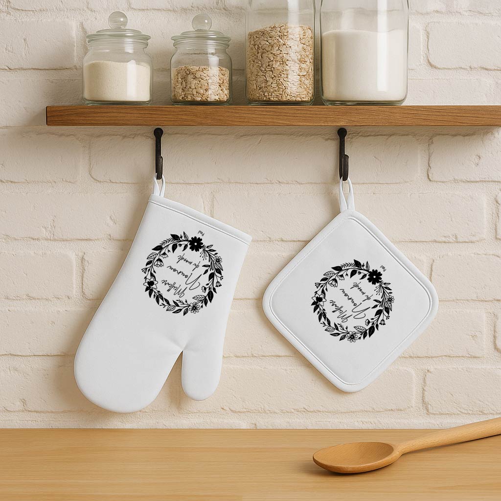 Set gant et manique personnalisés – Meilleure nounou du monde – Cadeau de Noël ou fête des nounous – Cadeau personnalisé avec prénom – Image 3